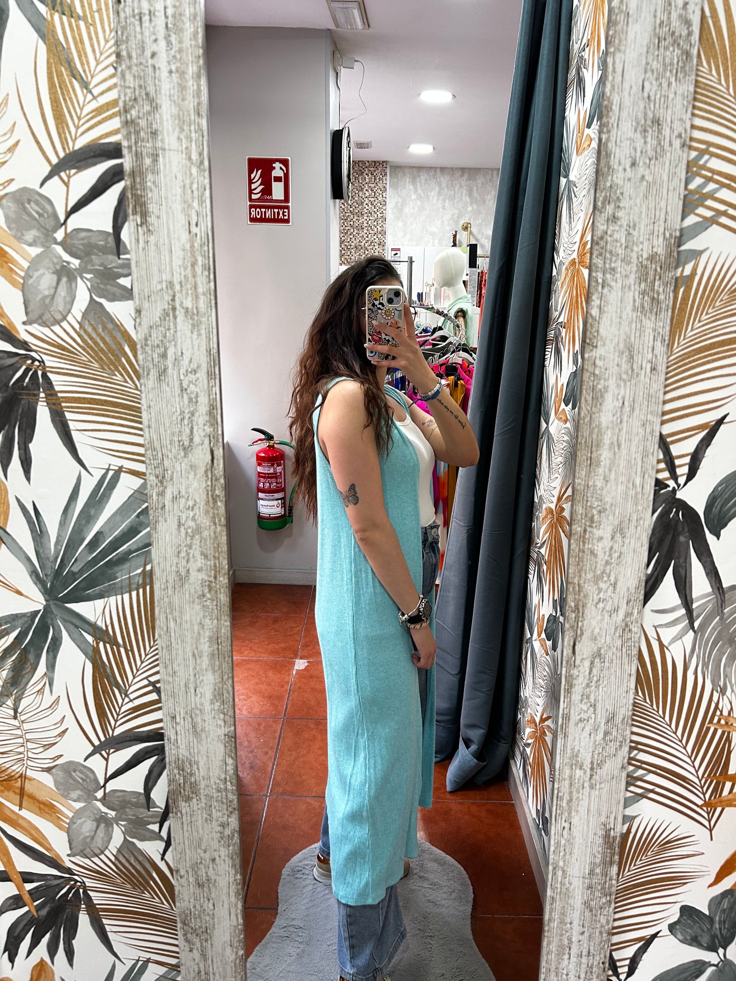 Chaleco largo azul