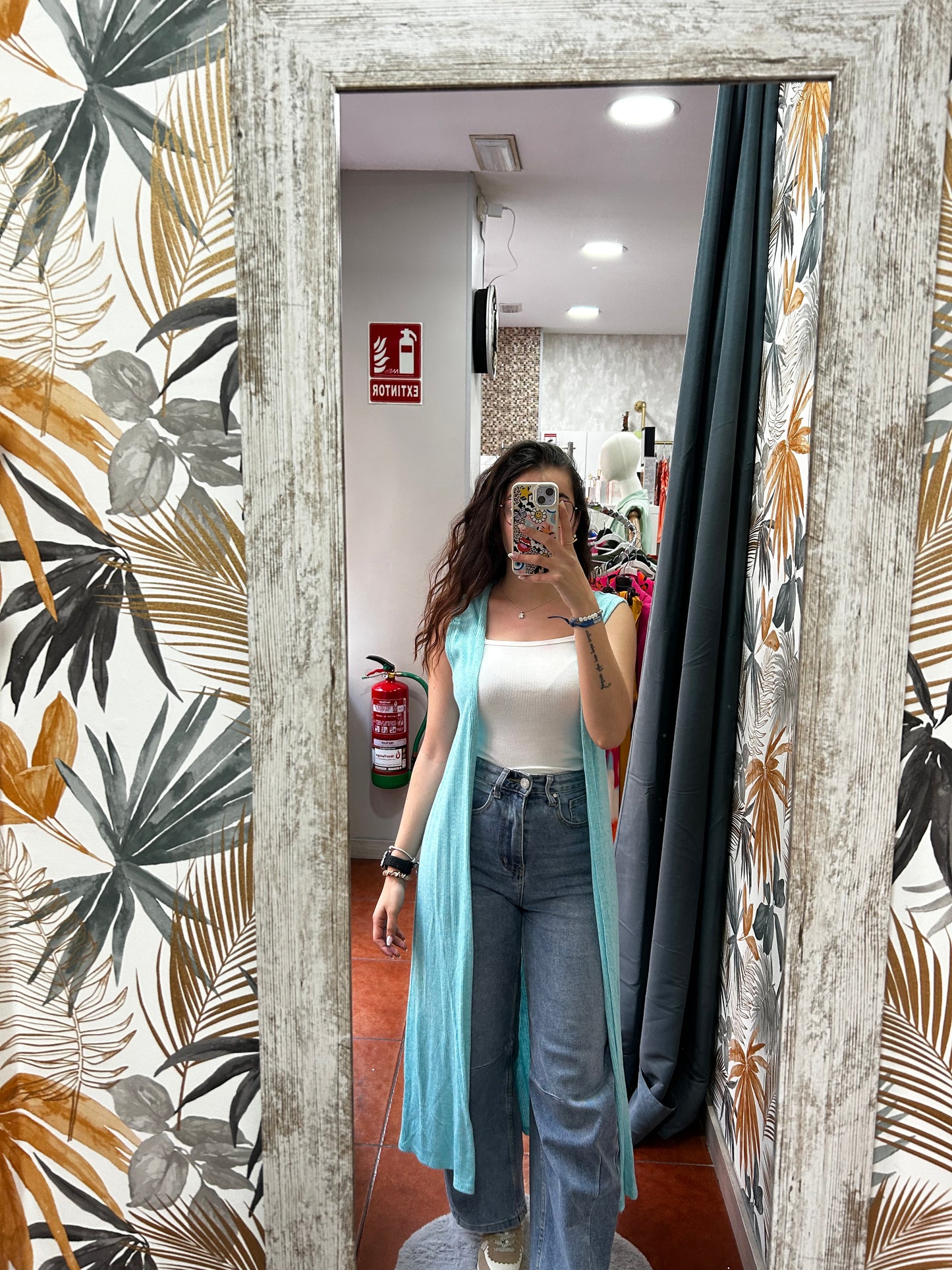 Chaleco largo azul