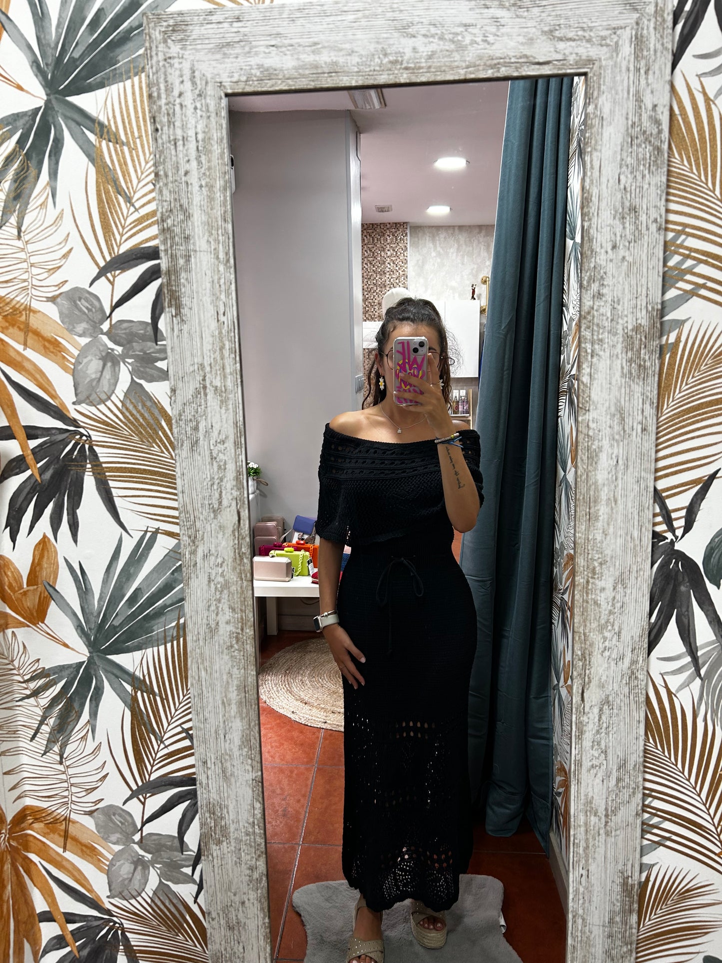 Vestido croché negro