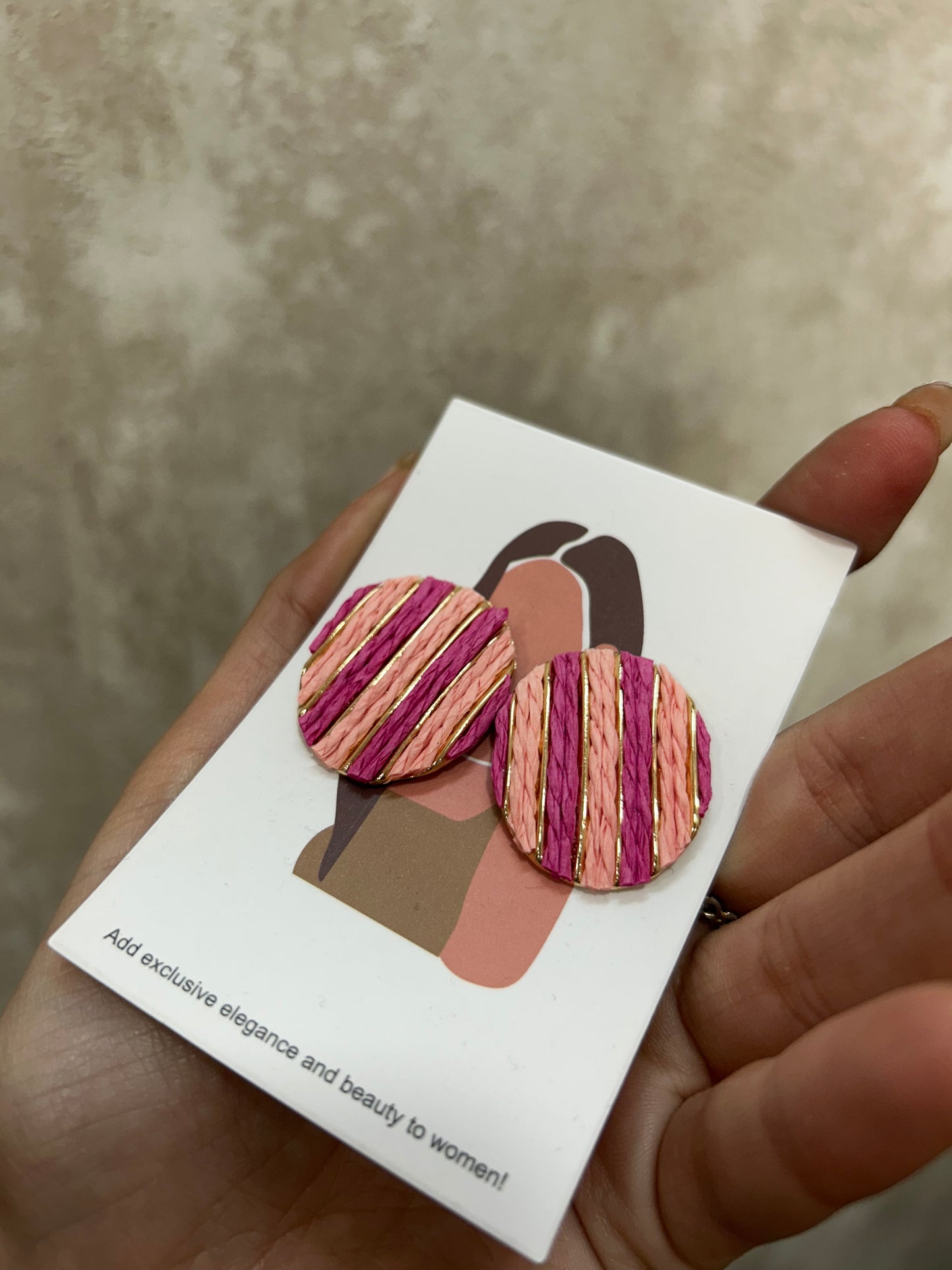 Pendientes círculos rafia rayas