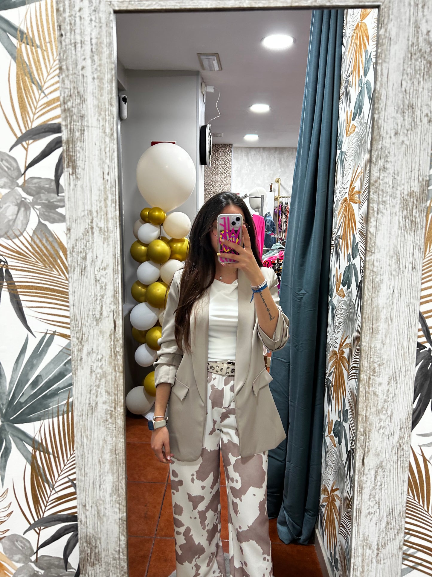 Blazer beige grisácea