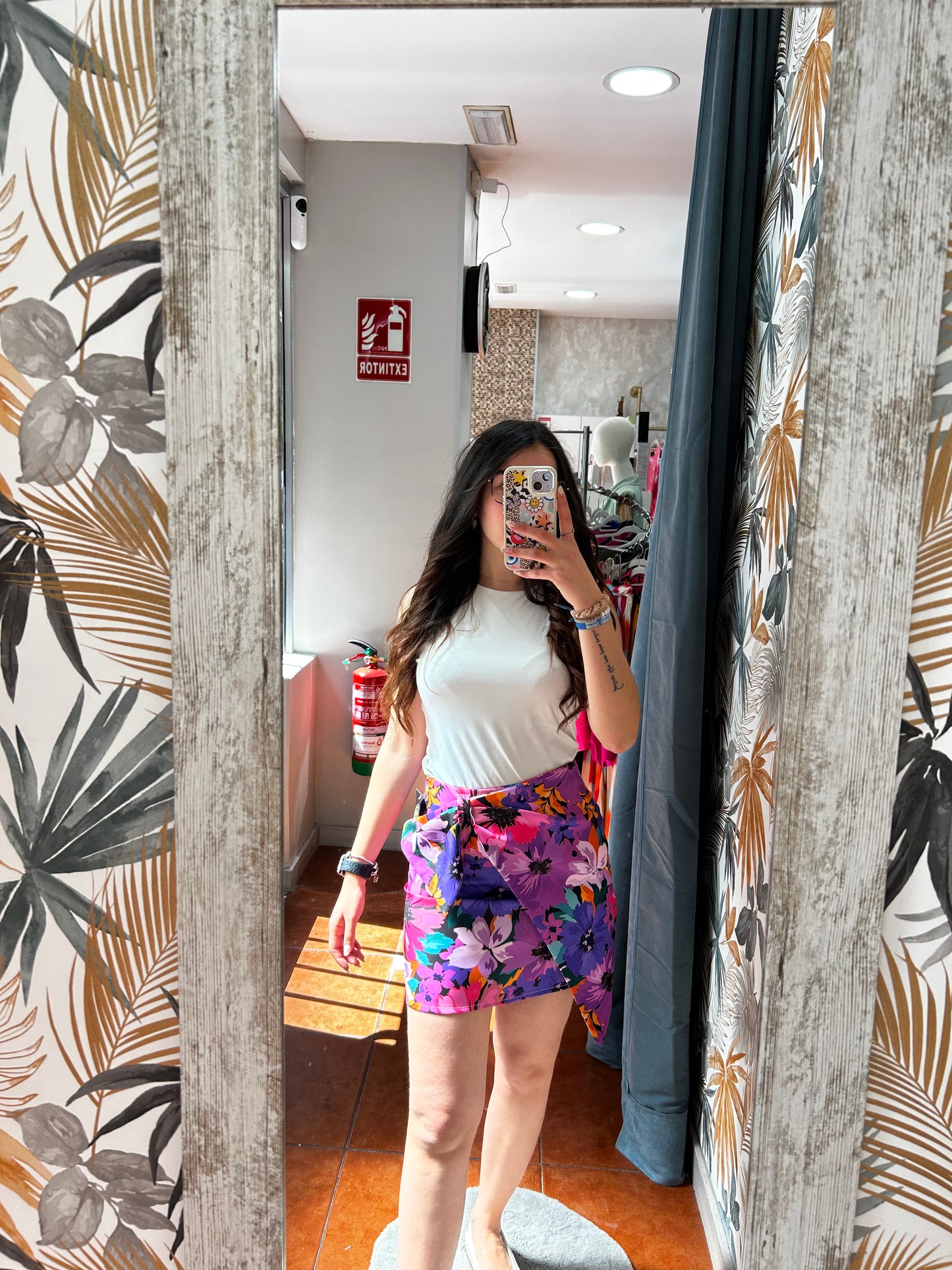 Falda corta flores