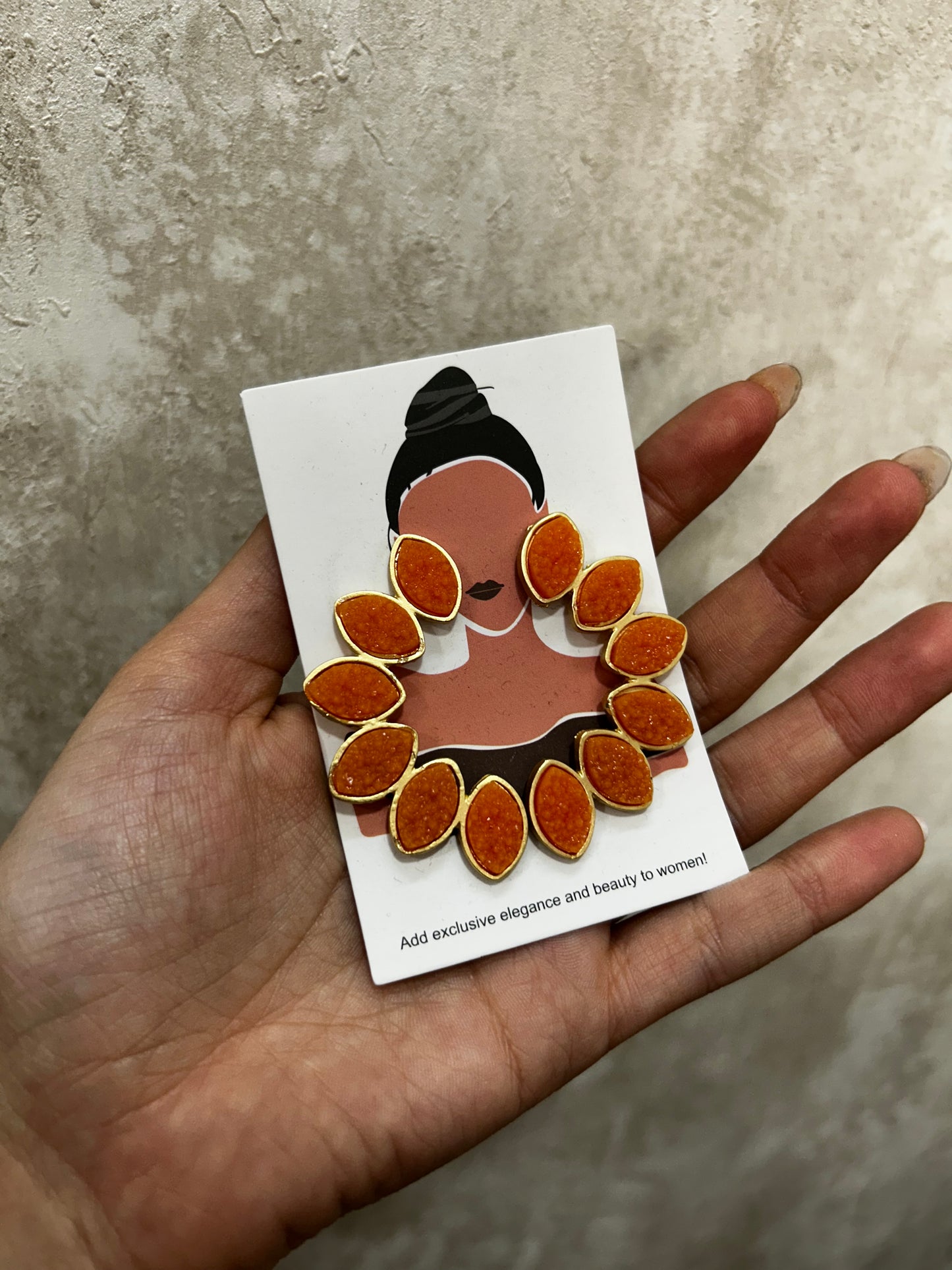 Pendiente brillos naranja