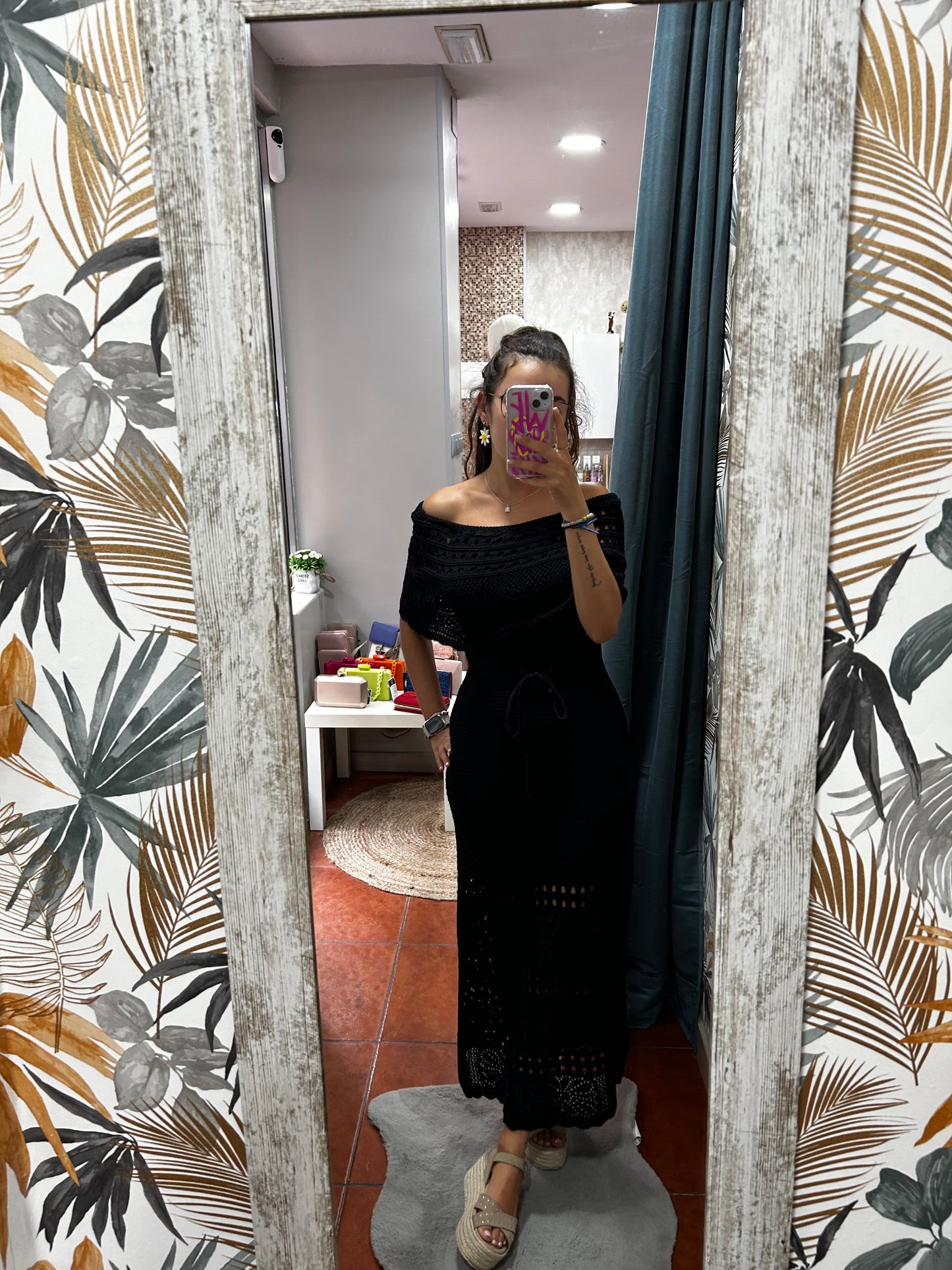 Vestido croché negro