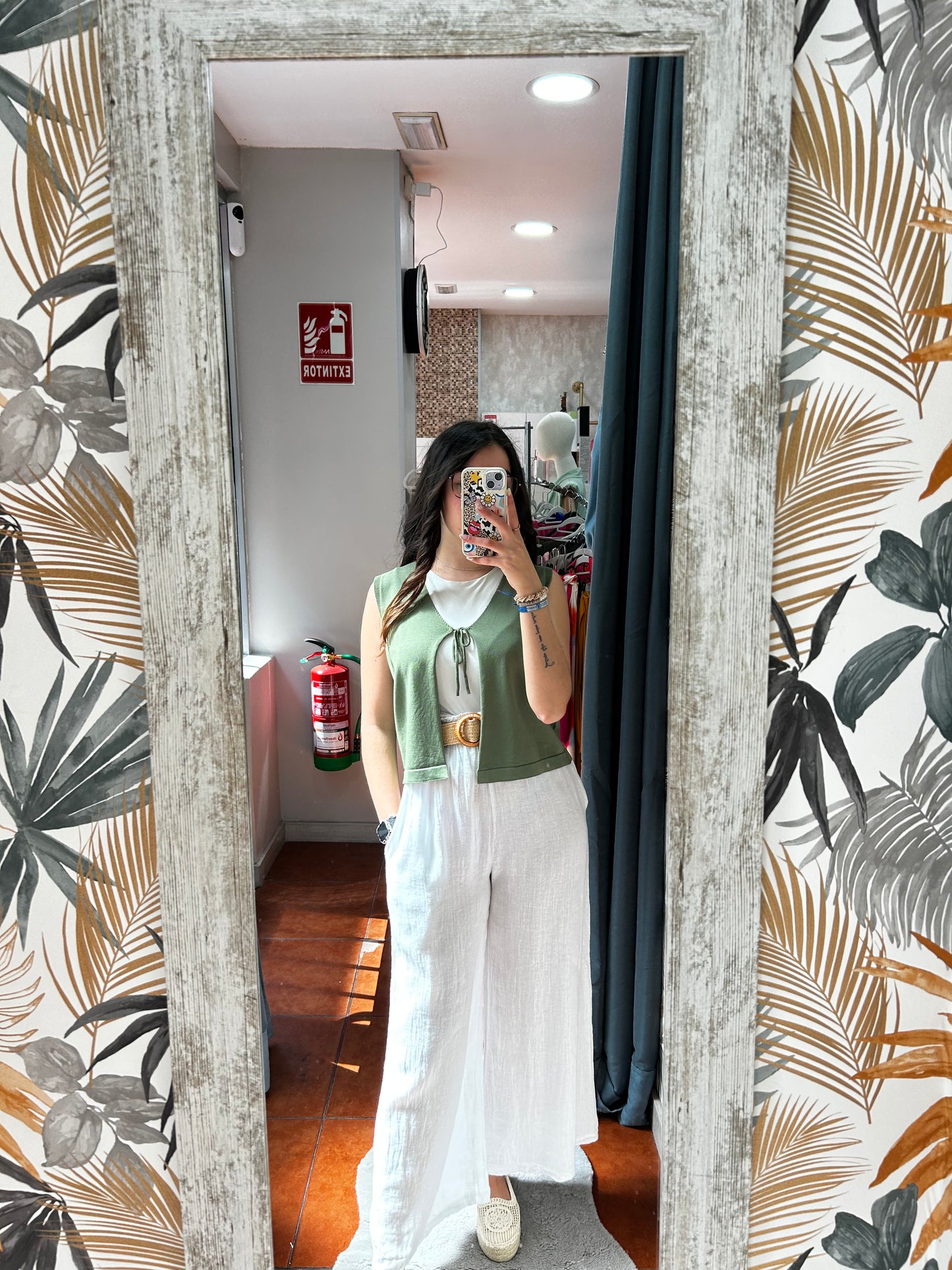 Pantalón lino blanco