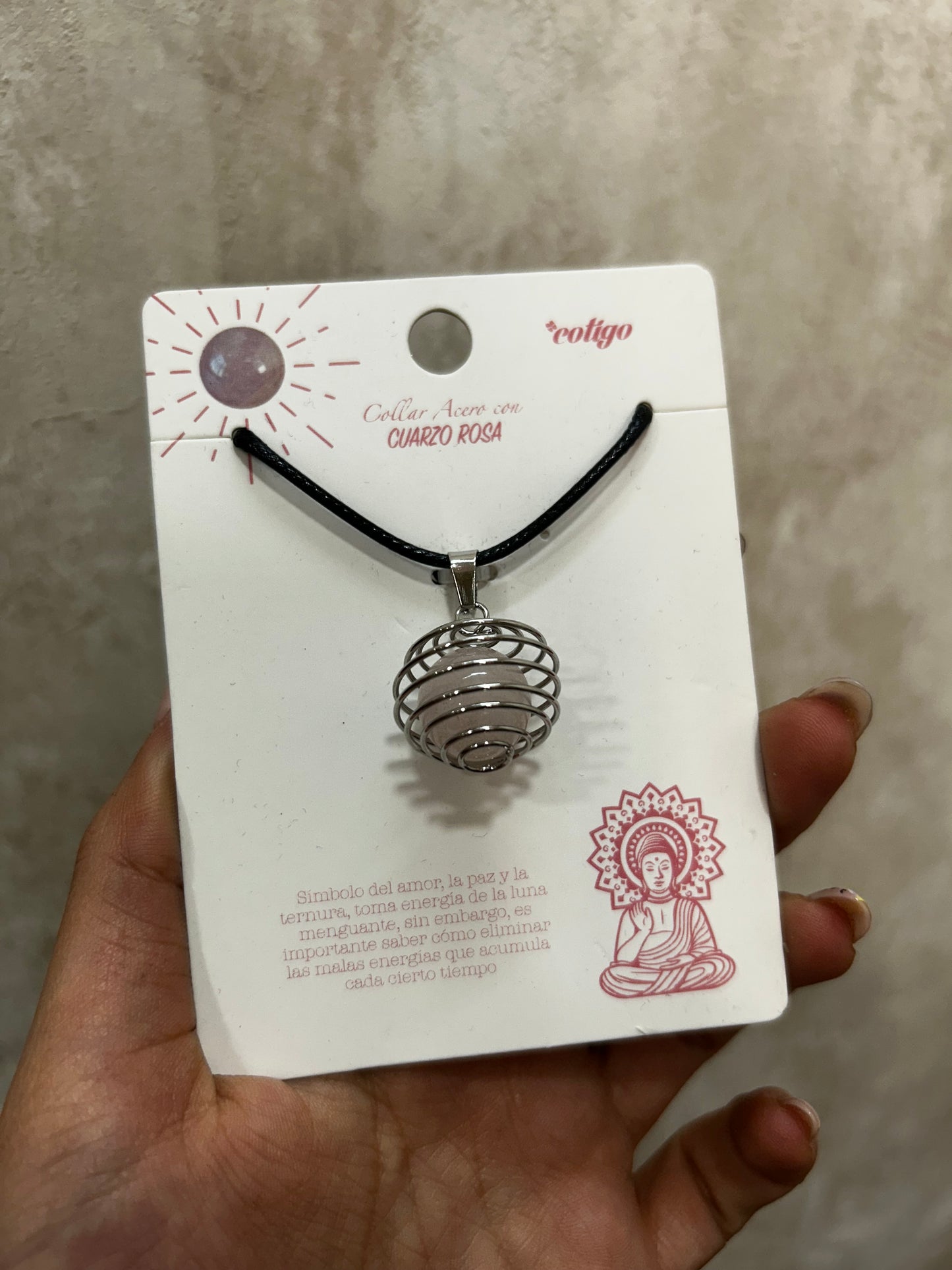 Collar cuarzo rosa