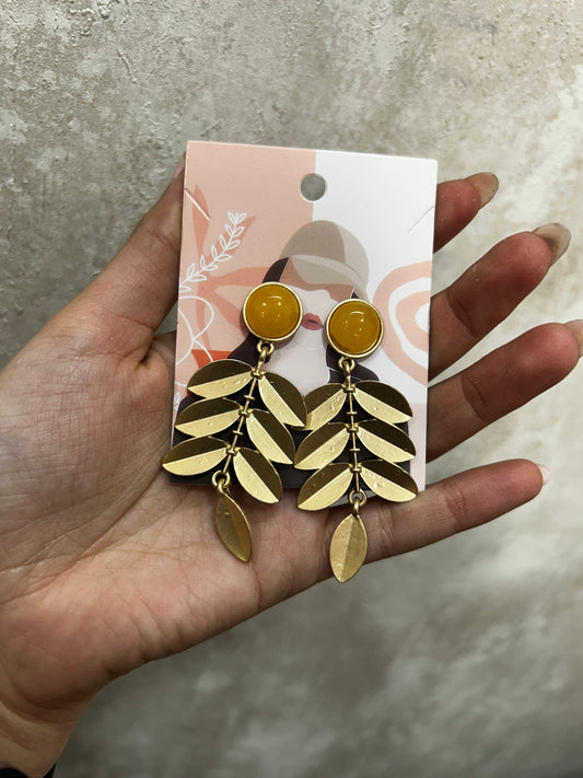 Pendientes hoja mostaza
