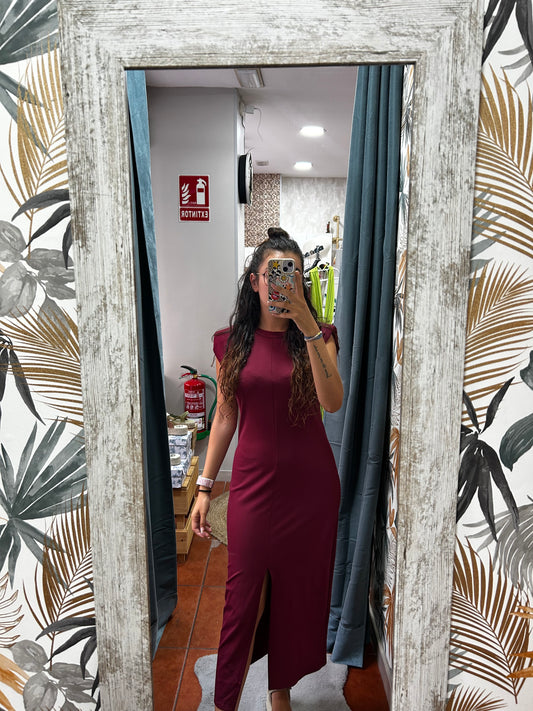 Vestido hombreras - granate