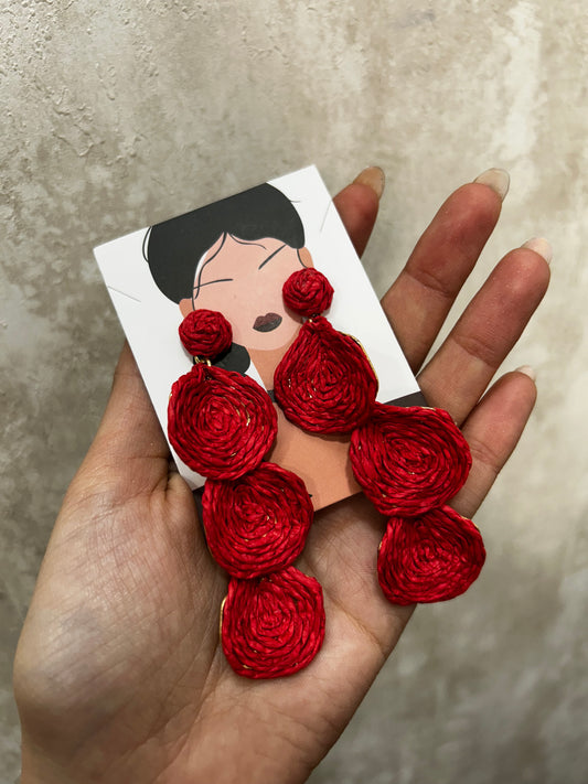 Pendientes rafia rojos