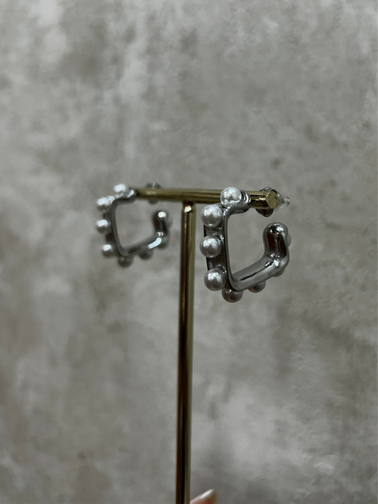 Pendientes acero perlas