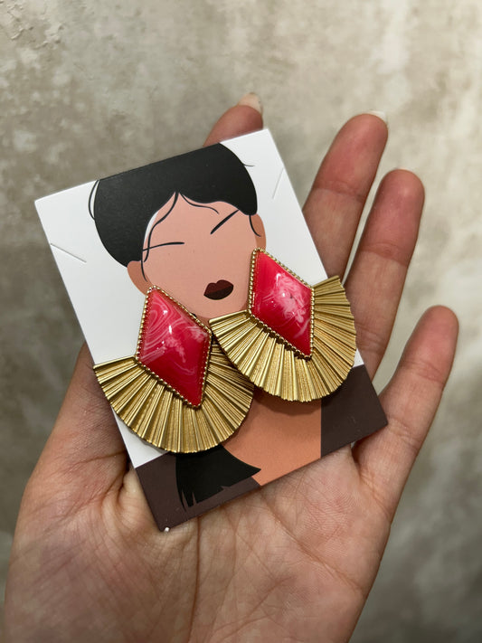 Pendientes rombo mármol rosa