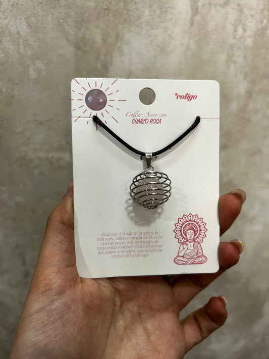 Collar cuarzo rosa